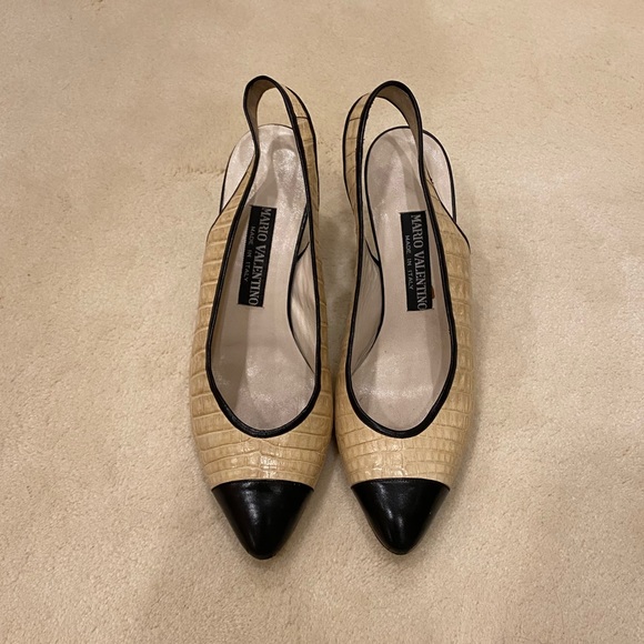 Mario Valentino Crocodile Slingback Heels - Picture 1 of 5